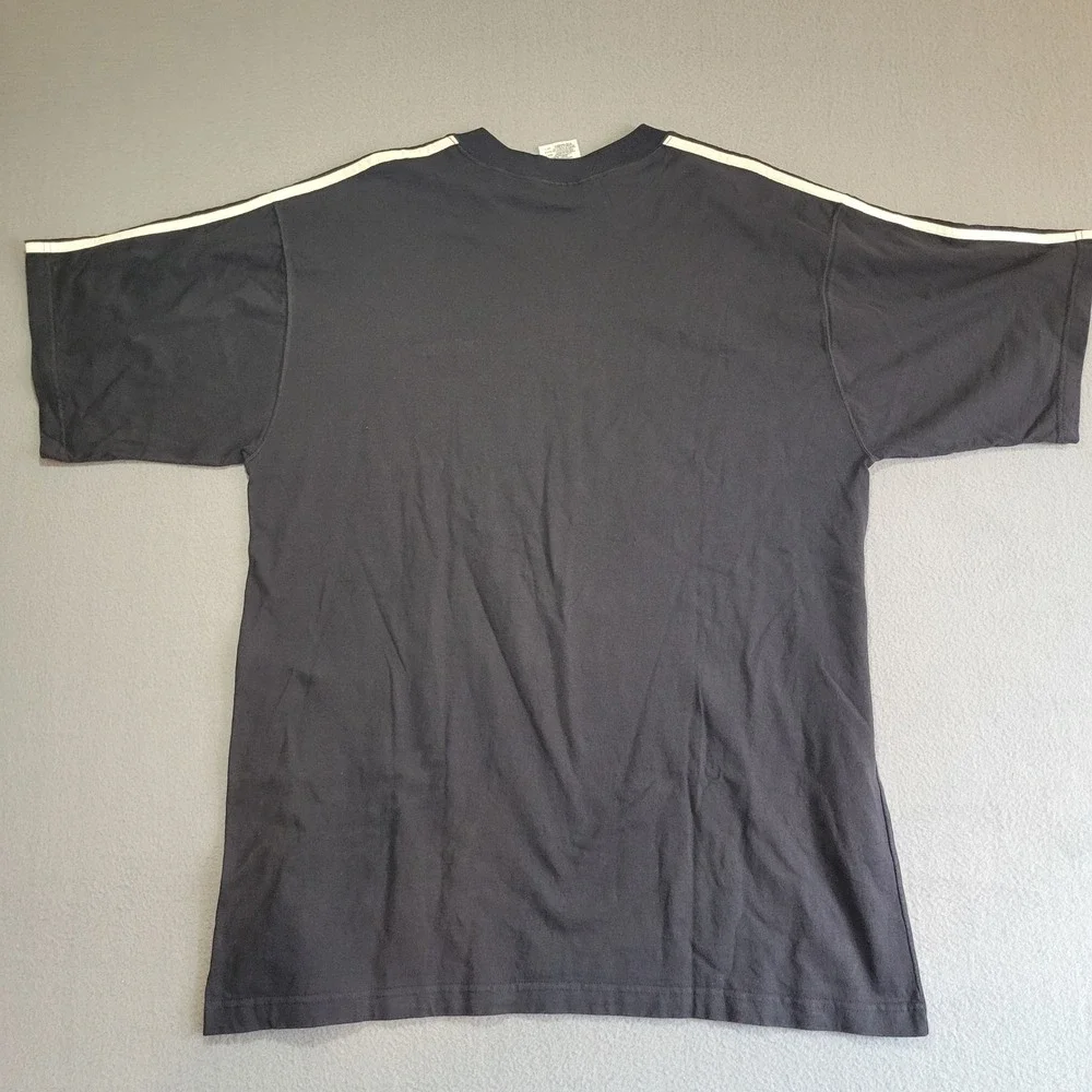 Adidas Vintage 90s 3-Stripe Short Sleeve Cotton T-Shirt Black Mens Large